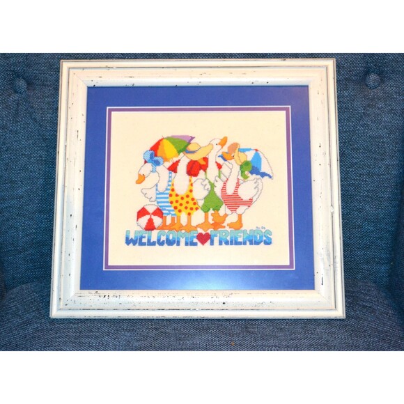 Needlepoint Framed Geese Goose Family 2000s Fun Fun Fun - Picture 1 of 7